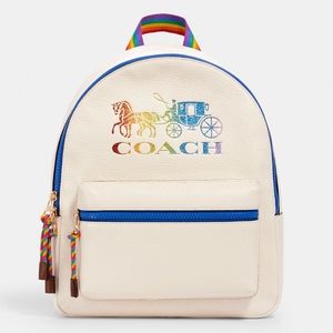 COACH  like new Medium Charlie Backpack With Rainbow Horse And Carriage pride